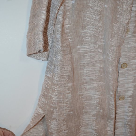 NIC+ZOE Linen/ Cotton Long Jacket Tan-White Buttons Ladies XS - Picture 7 of 9